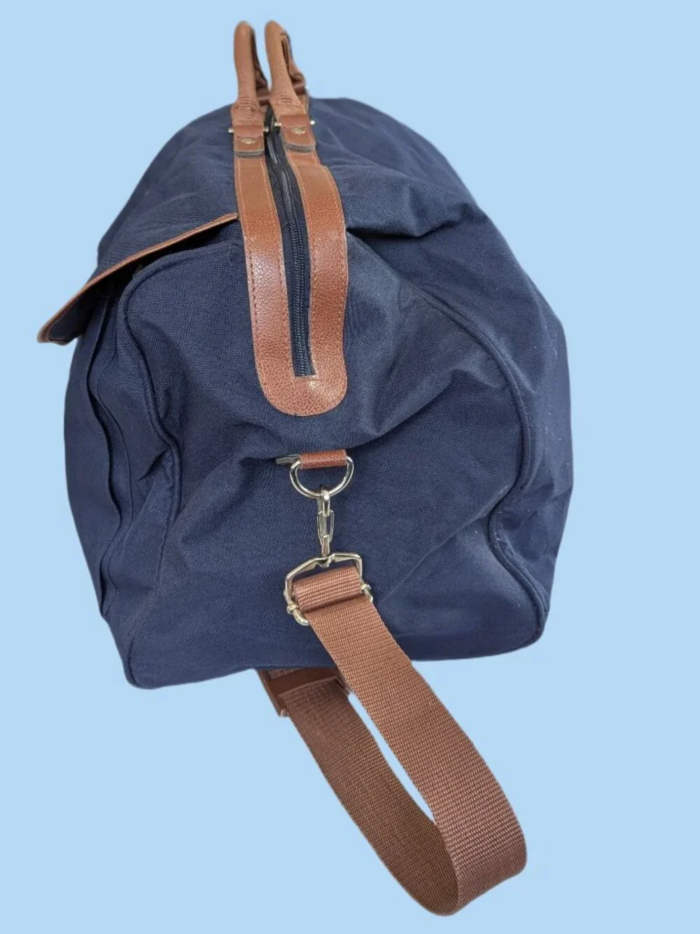 Polo Ralph Lauren Overnighter Duffel Bag - Retro 1990's - Rare Blue/Tan colors